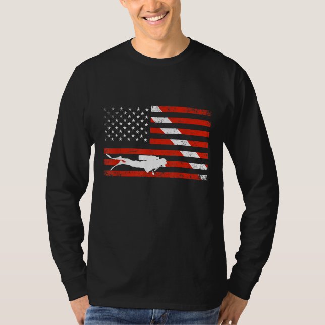 Diver Down Dive Flagga Dyka American Flagga T Shirt (Framsida)