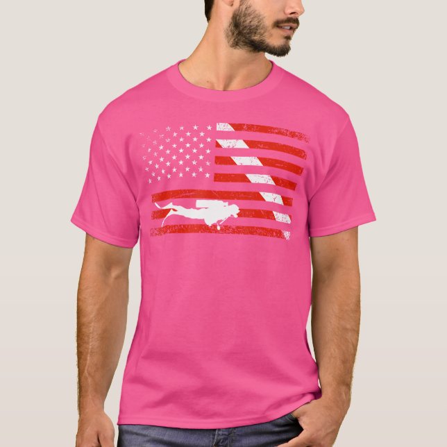 Diver Down Dive Flagga Dyka American Flagga T Shirt (Framsida)