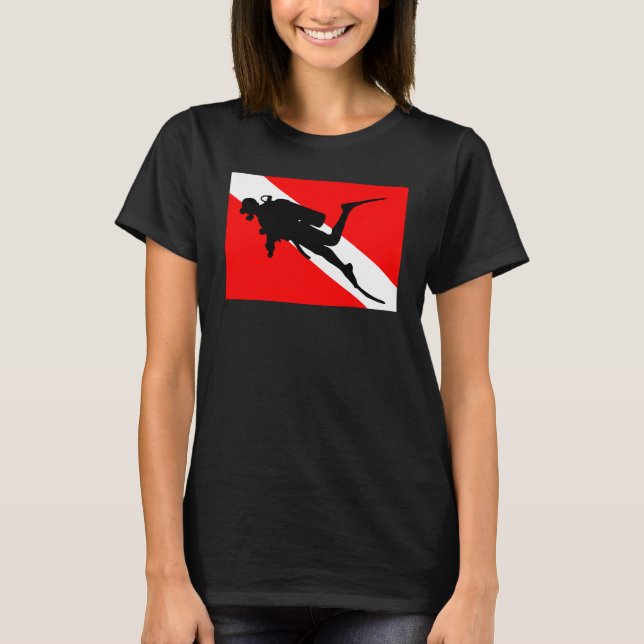 Diver Down Flag Scuba Diver T Shirt (Framsida)