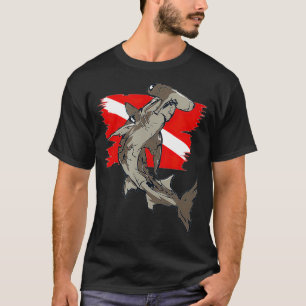 Diver Down Flagga Hammerhead Shark Dyka  T Shirt