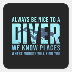 Diver Dyka Dive Dive Funny Sea Gift Idea Fyrkantigt Klistermärke