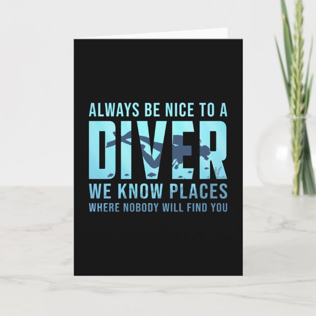 Diver Dyka Dive Dive Funny Sea Gift Idea Kort (Framsida)