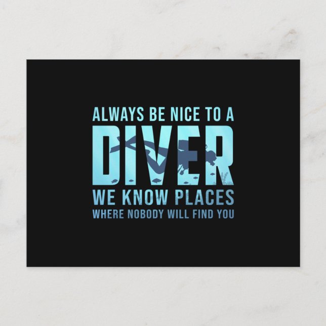 Diver Dyka Dive Dive Funny Sea Gift Idea Vykort (Framsida)