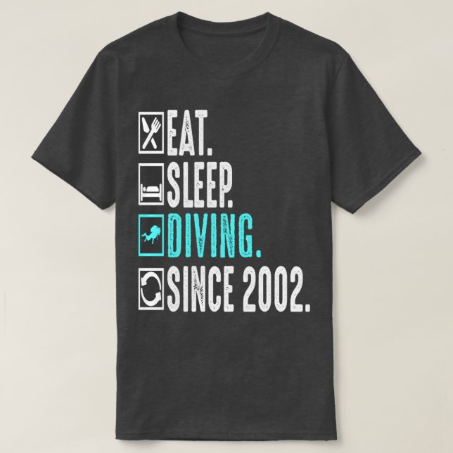Diver Eat Sömngång Upprepa sedan 2002 Gift T Shirt (Design framsida)