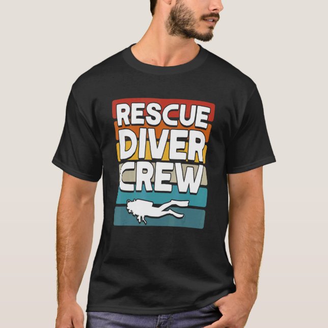 Diver Flag Rescue Diver Crew Scuba T Shirt (Framsida)