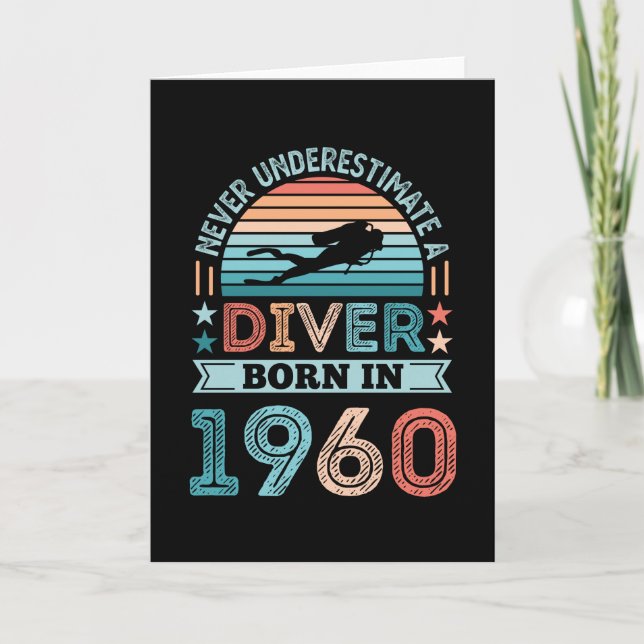 Diver född 1960 60:e födelsedagen Diving Gift Dive Kort (Framsida)