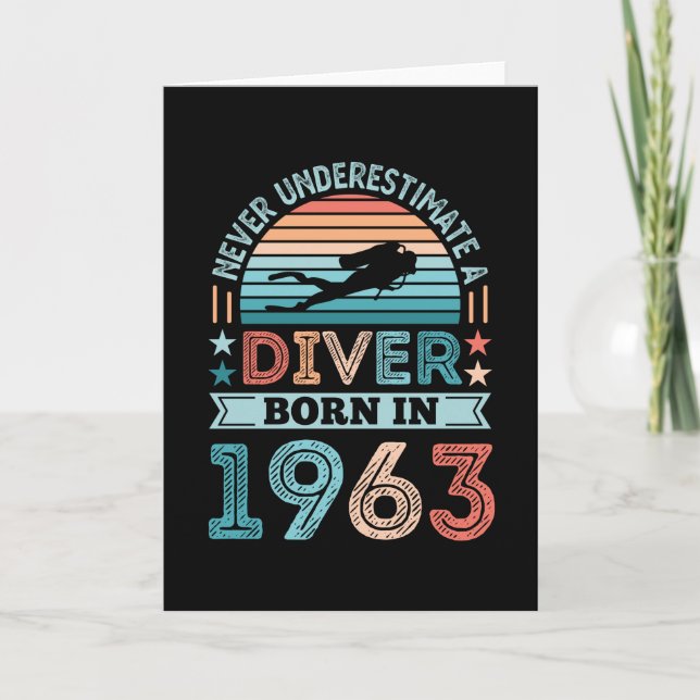 Diver född 1963 60:e födelsedagen Diving Gift Dive Kort (Framsida)