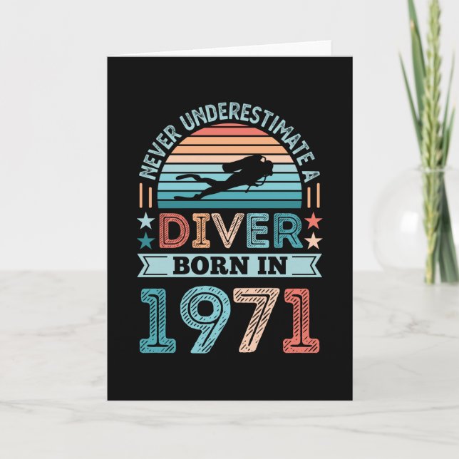 Diver född 1971, 50:e födelsedagen Diving Gift Div Kort (Framsida)