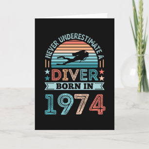 Diver född 1974, 50:e födelsedagen Diving Gift Div Kort