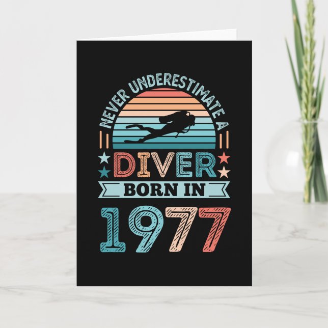 Diver född 1977, 50:e födelsedagen Diving Gift Div Kort (Framsida)