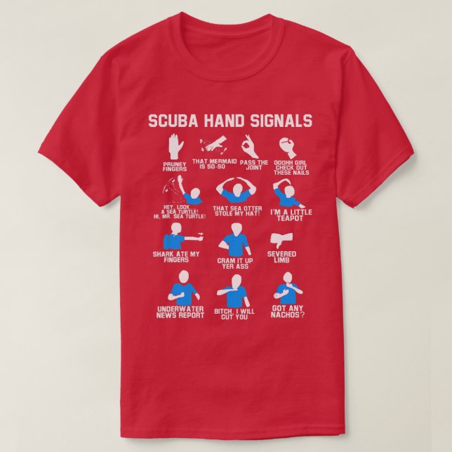 Diver Hand Sign Funny Scuba Hand Signals T Shirt (Design framsida)
