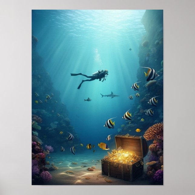 Diver hittar en skatt poster (Framsidan)