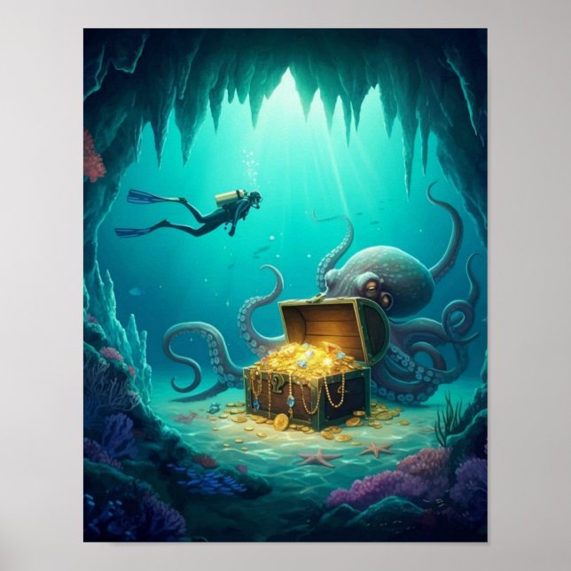 Diver hittar en skyddad skatt poster (Framsidan)