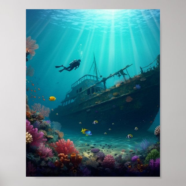 Diver hittar gamla skeppsbrott poster (Framsidan)