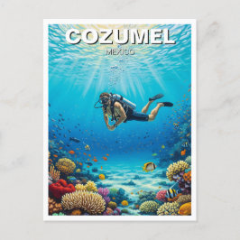 Diver i Cozumel Mexico Travel Vykort