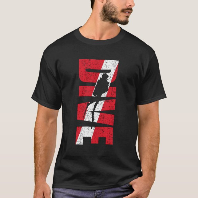 Diver ned Dive Flagga T-Shirt Shadow Swimming Scub (Framsida)