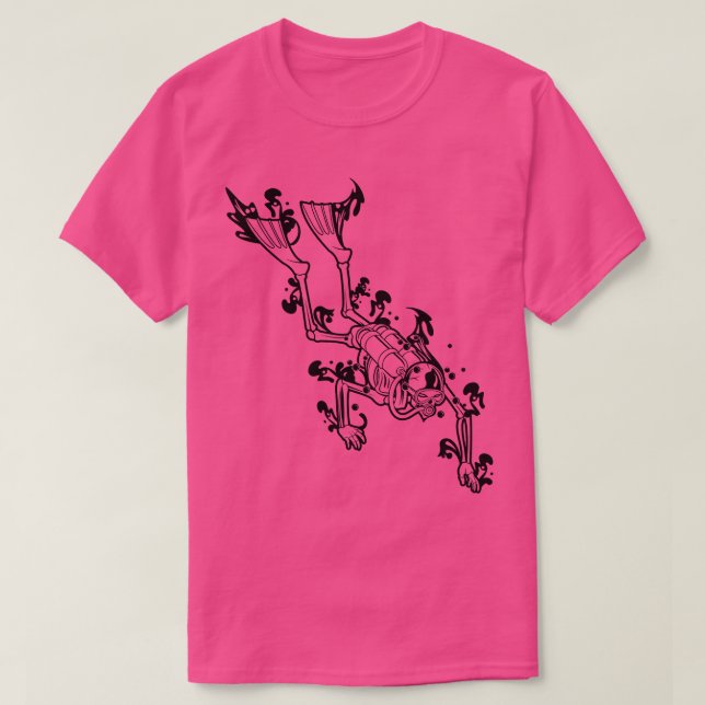 Diver Skeleton Underwater Dyka T Shirt (Design framsida)