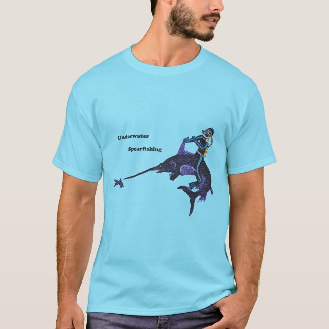 Diver Spearfish Underwater med svärdfisk T Shirt (Framsida)