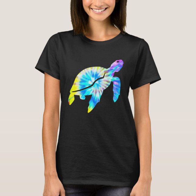 Diver Turtle Tie Dye Sea Turtle T Shirt (Framsida)