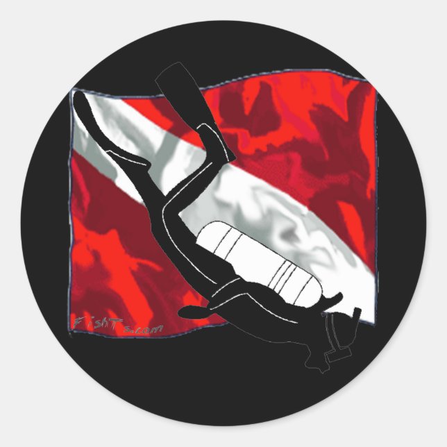 DiverDown-samling Runt Klistermärke (Framsida)