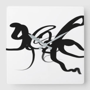 Divers: Abstrakt Black & White Fyrkantig Klocka