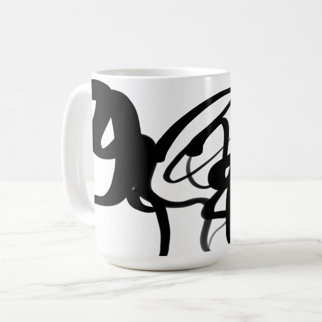 Divers: Abstrakt Black & White Kaffemugg (Framsida vänster)