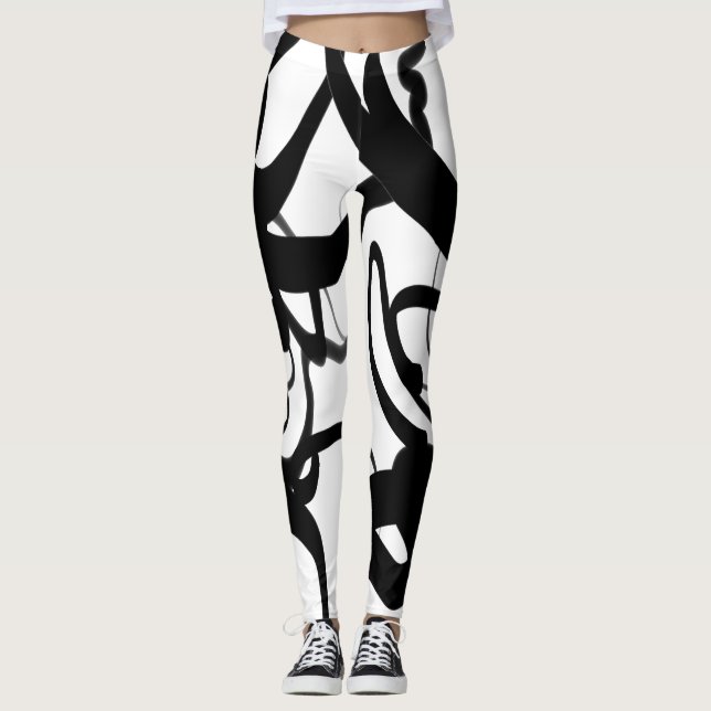 Divers: Abstrakt Black & White Leggings (Framsida)