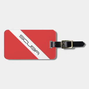Divers Flagga, Emblem Red White - Dyka Symbol Bagagebricka
