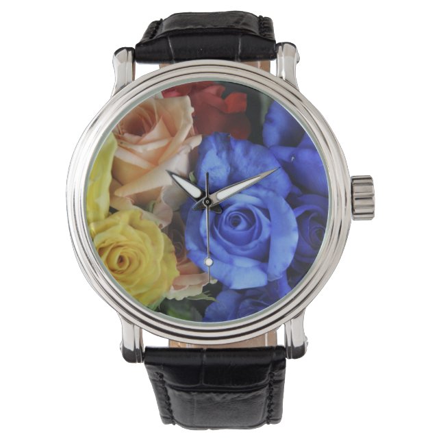 Diverse färska rosbuketter armbandsur (Framsida)
