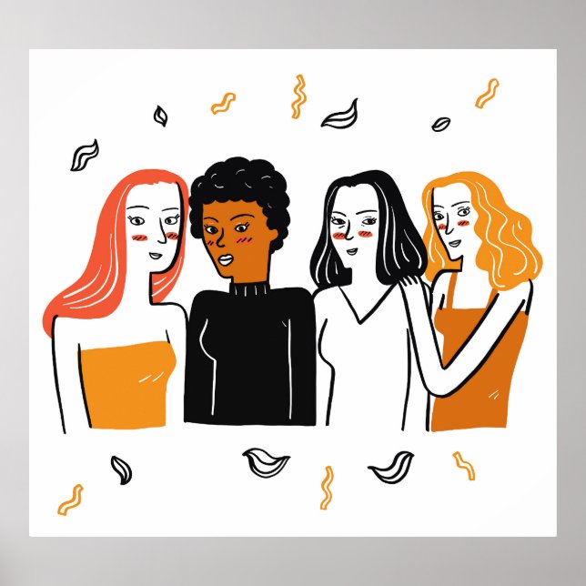 Diverse flickor, olika nationaliteter tillsammans. poster (Framsidan)