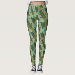 Diverse green colors background leggings