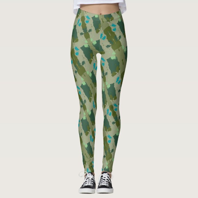 Diverse green colors background leggings (Framsida)