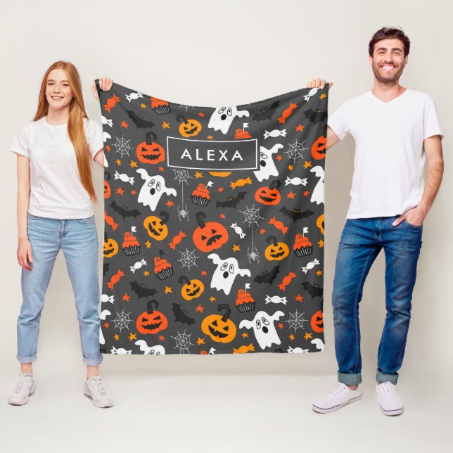 Diverse Halloween-symbolmönster Fleecefilt (På plats)