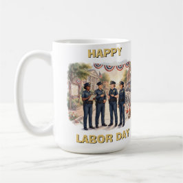 Diverse poliser patriotisk arbetsdagskonst kaffemugg