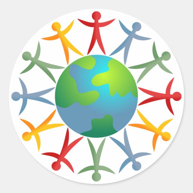 Diverse världen runt klistermärke (Framsida)