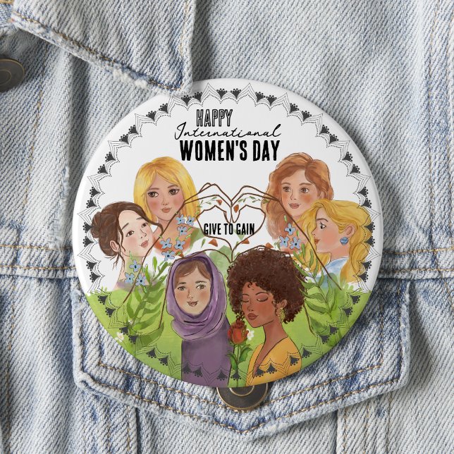 Diverse watercolor portraits | Give To Gain Knapp (Diverse watercolor portraits  Give To Gain Button)