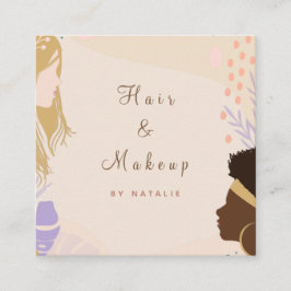 Diversity Beauty Hair Makeup Artist Boho Neutralt Fyrkantigt Visitkort
