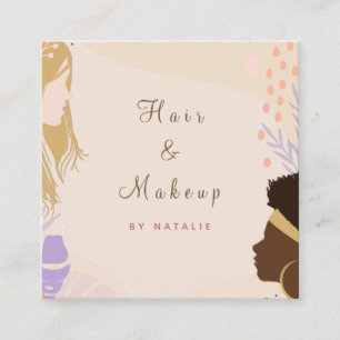 Diversity Beauty Hair Makeup Artist Boho Neutralt Fyrkantigt Visitkort