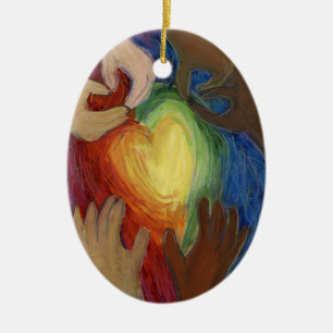 Diversity DEI Hearts Helgdag Gift Ornaments Julgransprydnad Keramik