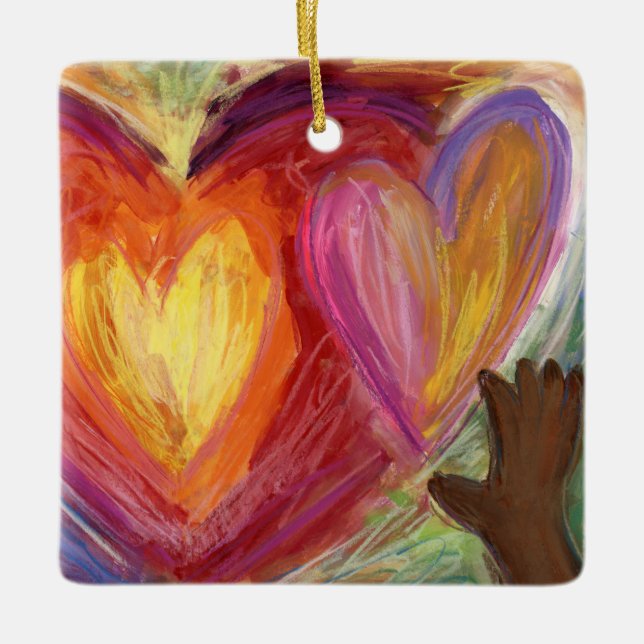 Diversity DEI Hearts Helgdag Gift Ornaments Julgransprydnad Keramik (Framsida)