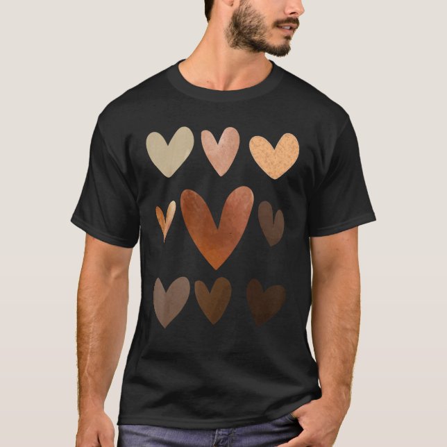 Diversity Heart Skin Tones Black Pride Kindness Me T Shirt (Framsida)