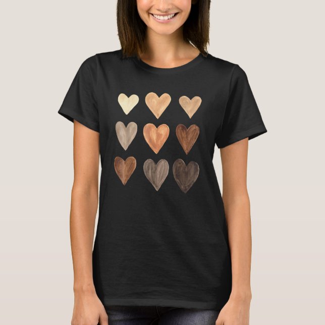 Diversity Heart Skin Tones Black Pride Melanin Kin T Shirt (Framsida)