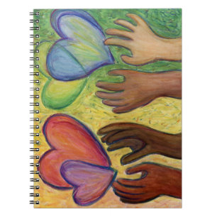 Diversity Hearts Händer Kärlek Art Journal bärbara Anteckningsbok