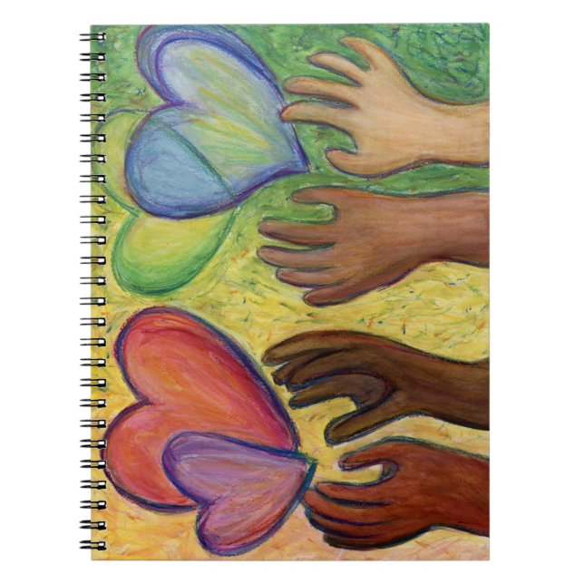 Diversity Hearts Händer Kärlek Art Journal bärbara Anteckningsbok (Framsidan)