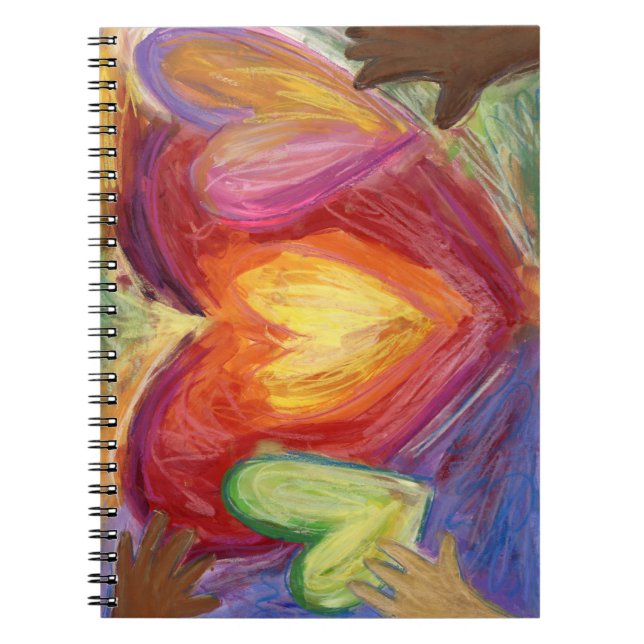 Diversity Hearts Händer Kärlek Art Journal bärbara Anteckningsbok (Framsidan)