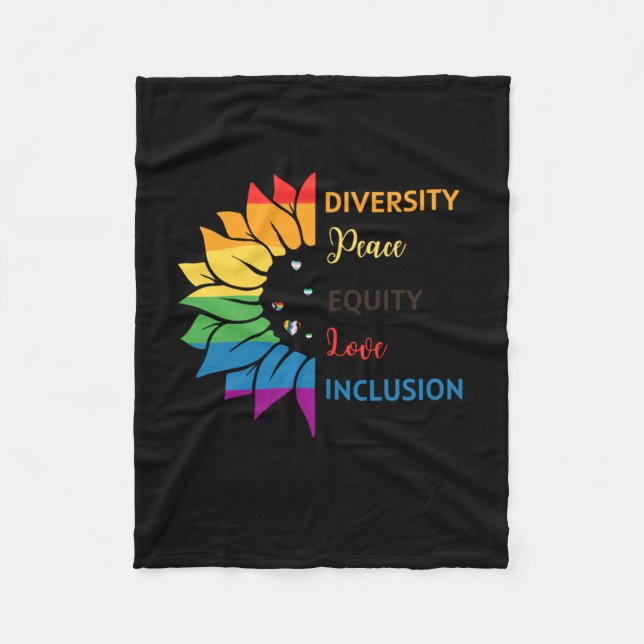 Diversity Peace Equity Kärlek Inclusion - Rainbow  Fleecefilt (Framsidan)