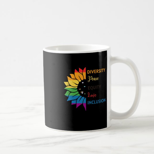 Diversity Peace Equity Kärlek Inclusion - Rainbow  Kaffemugg (Höger)