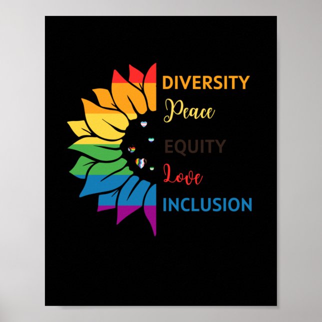 Diversity Peace Equity Kärlek Inclusion - Rainbow  Poster (Framsidan)