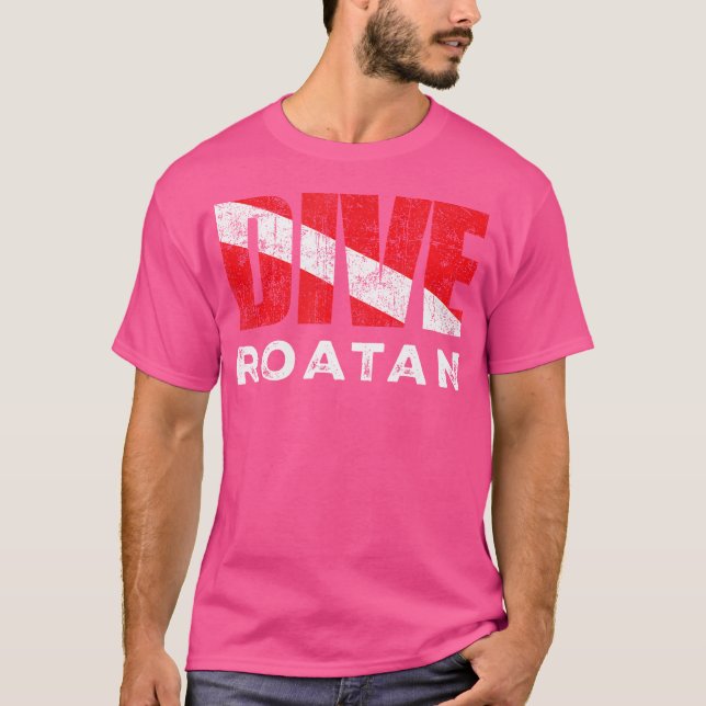 Divertera Roatan Scuba Diver Dive Flagga Dive T Shirt (Framsida)