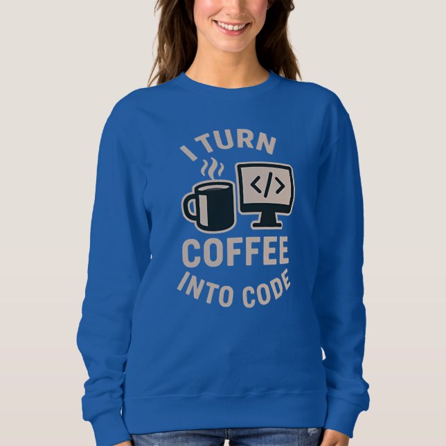 Divertido Convierto Café En Código T Shirt (Framsida)
